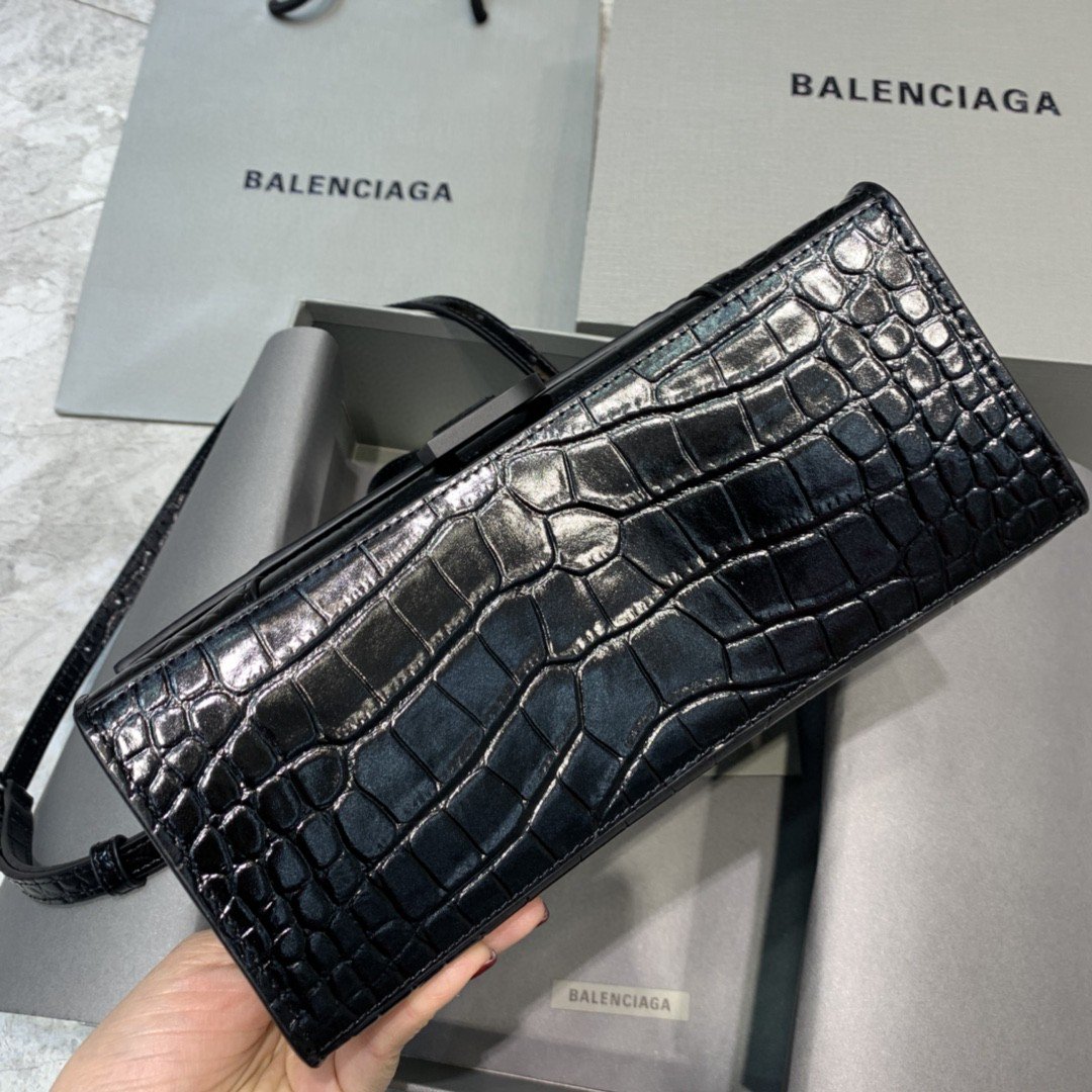 Top Quality Hourglass Small Handbag In Black, For Women,  Bags 9in/23cm