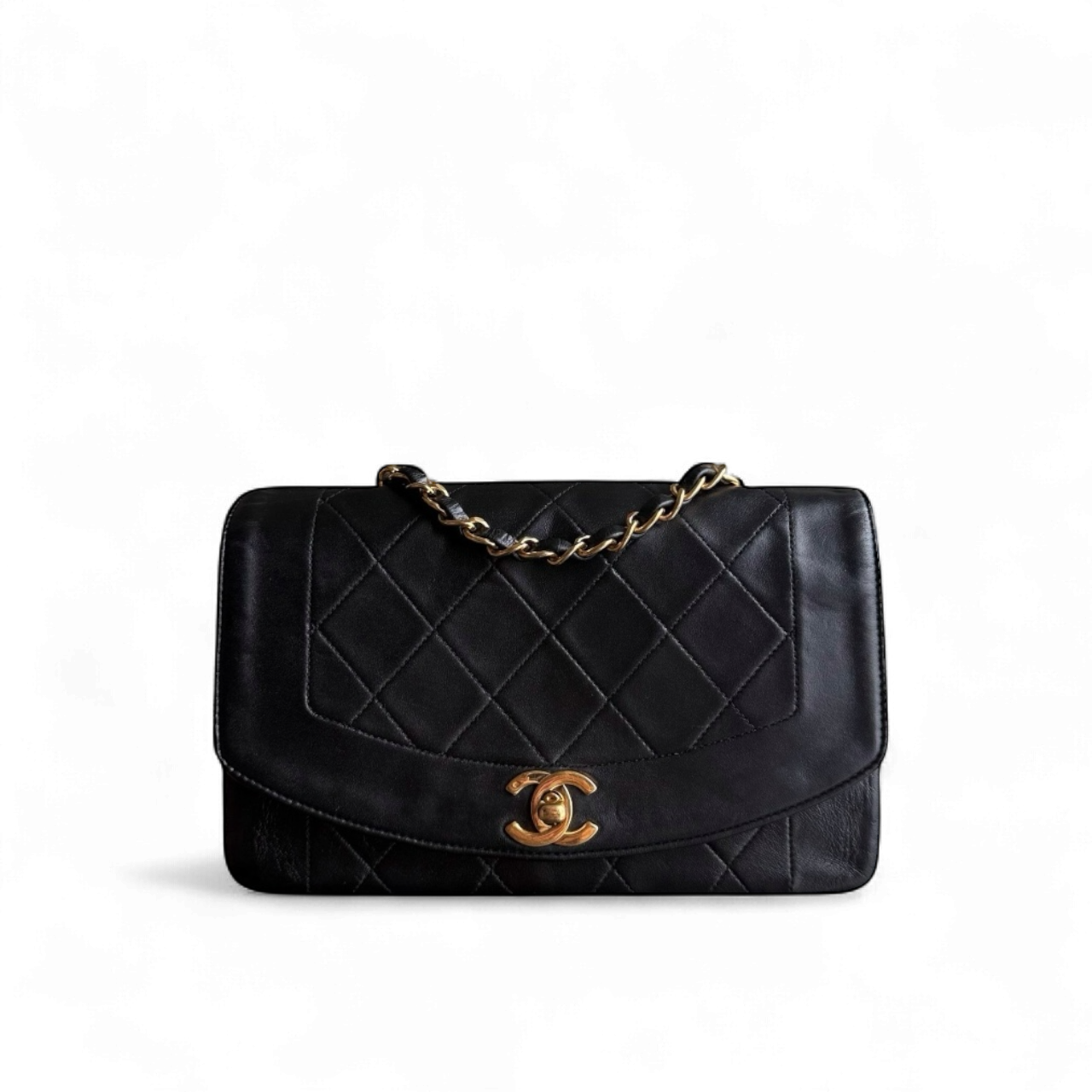 Chanel Diana   - Quilted Lambskin Black Gold Hardware Series 2