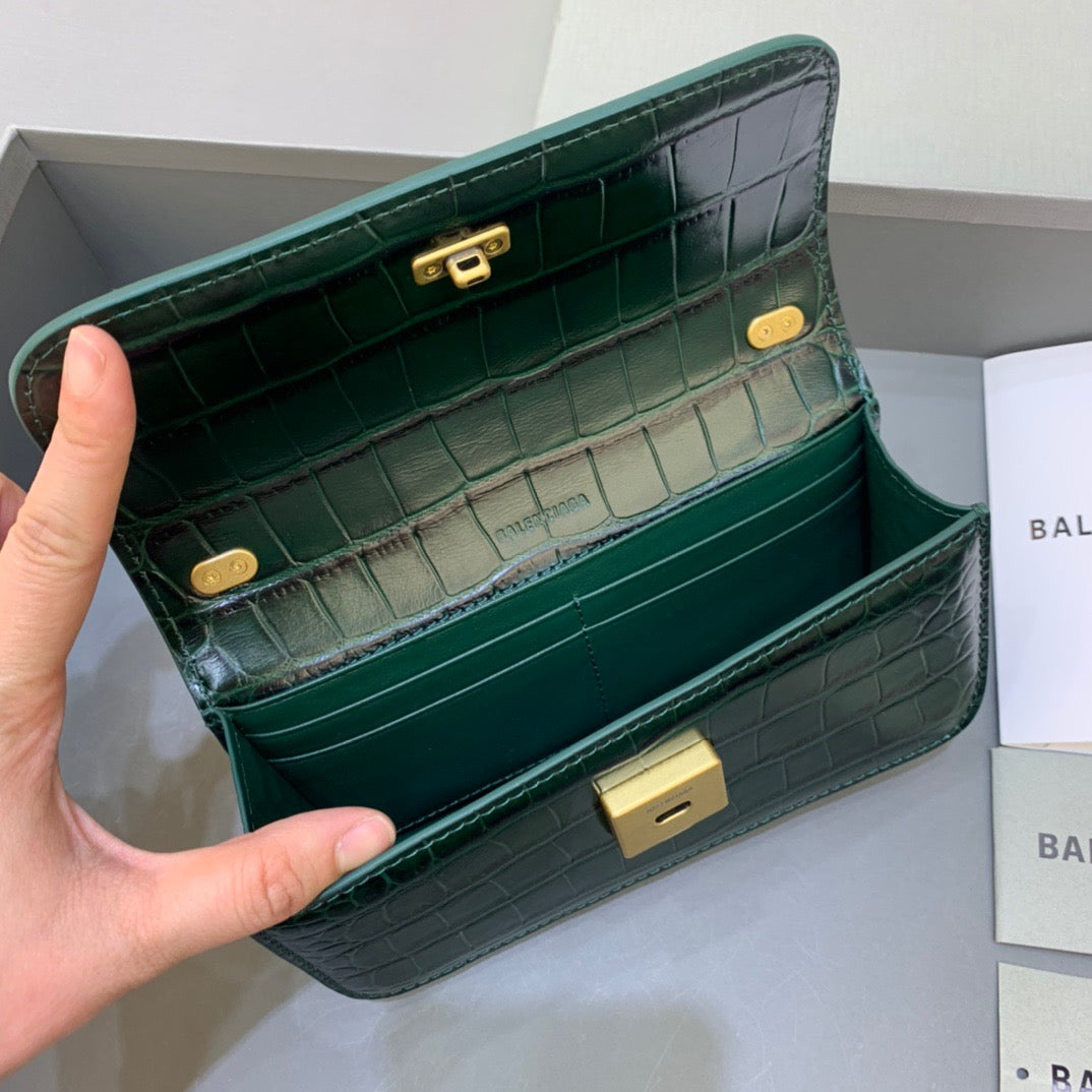 Top Quality Gossip Small On Chain Shoulder Bag Dark Green, For Women,  Bags 7.4in/19cm
