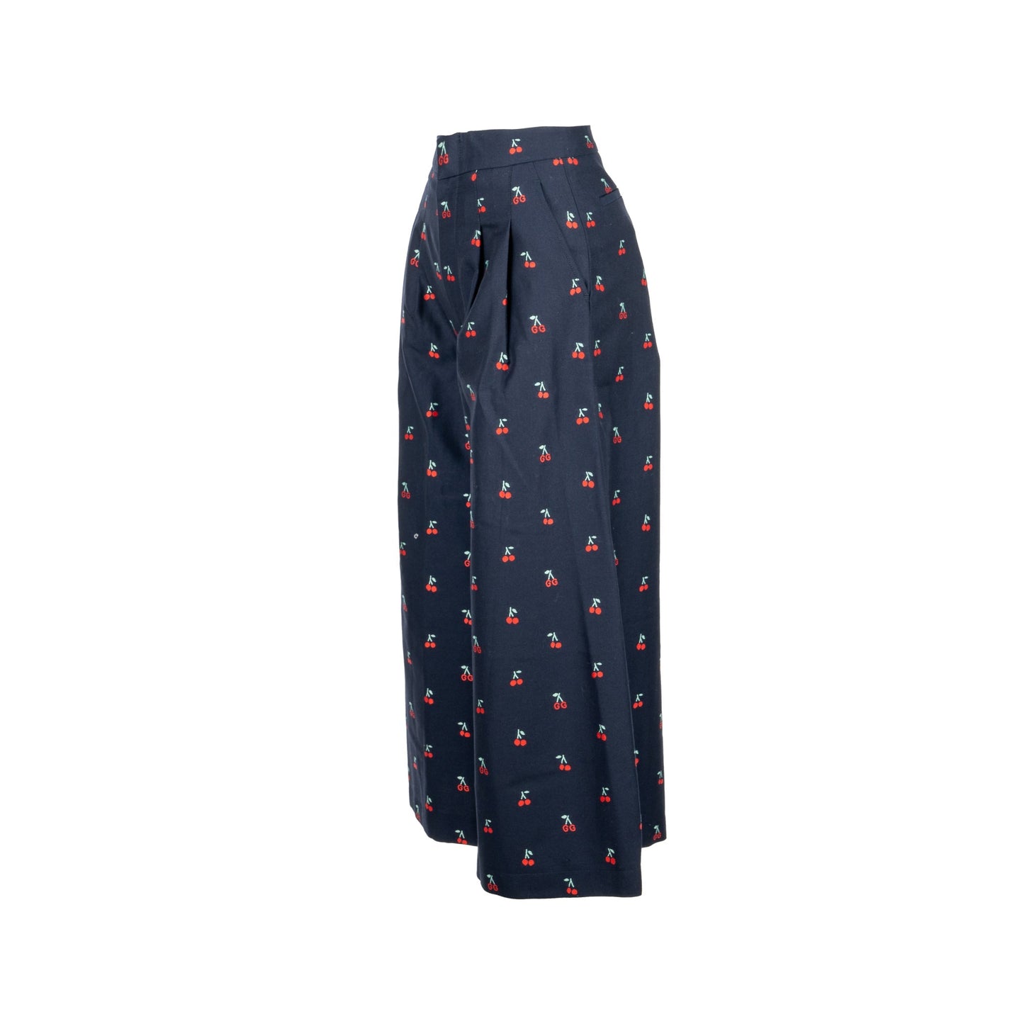 Gucci Size 36 Cherry Print Culotte Tro r Cotton/Wool Navy