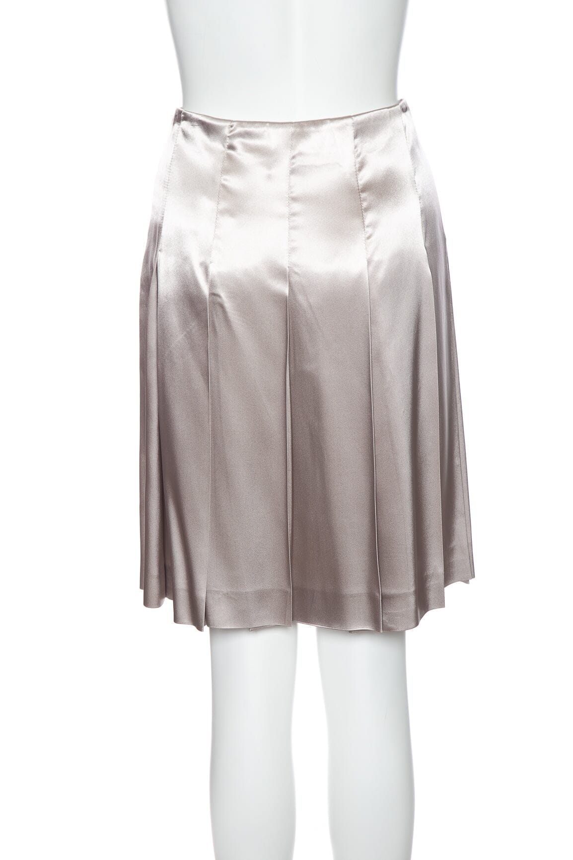 Prada Silver Pleated Knee Length Skirt SZ 42