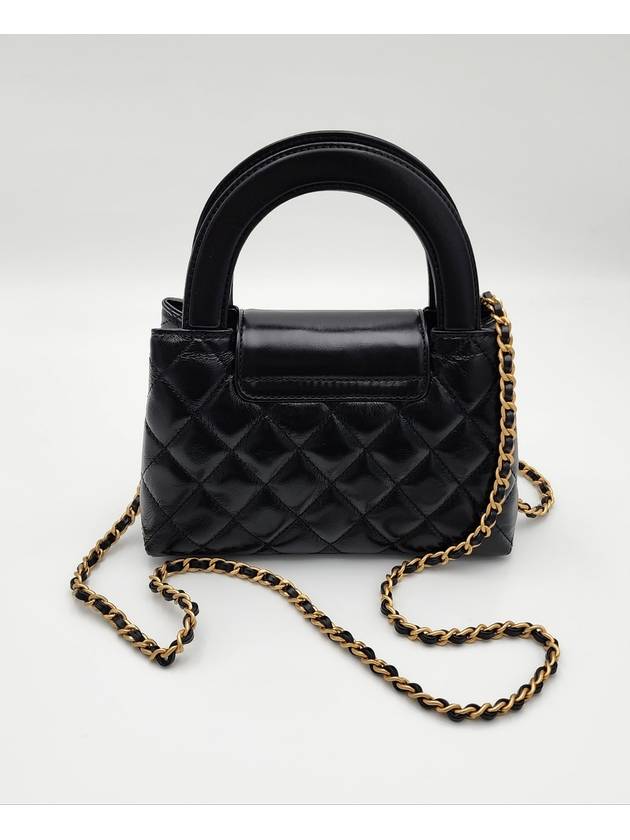 CC Logo Mini Leather Tote Bag Black Chanel