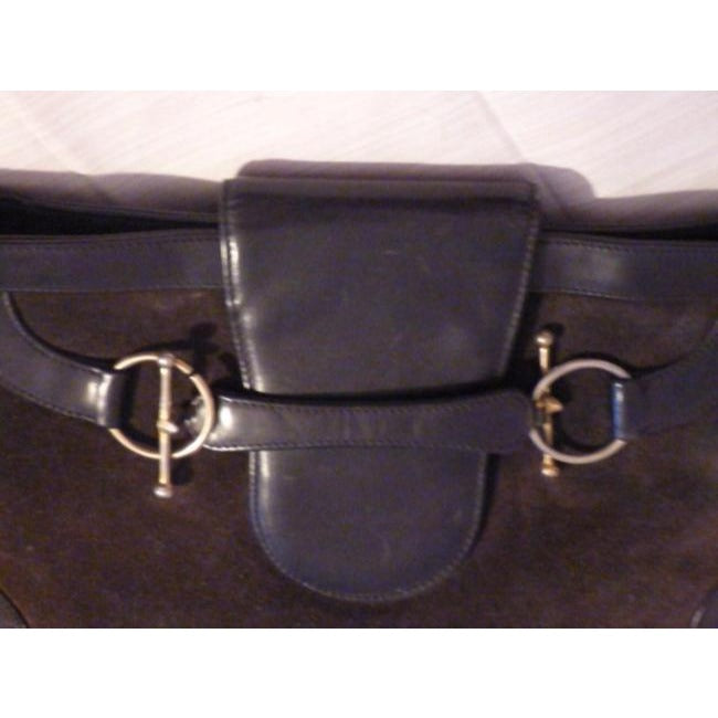 Gucci   Grey Suede Navy Leather Hobo Bag