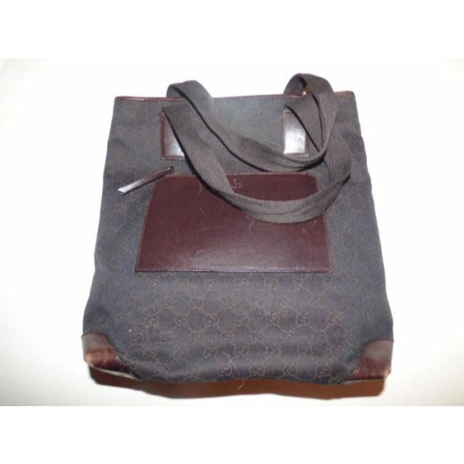 Gucci   Brown Large G Logo Print Canvas And Leather Tote