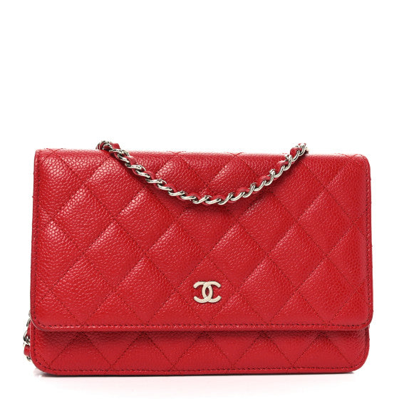 Chanel Caviar Quilted Wallet on Chain WOC Red