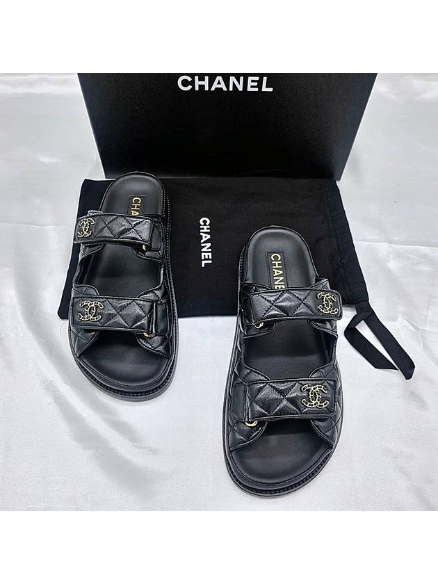 CC Logo Velcro Sandals Black Chanel