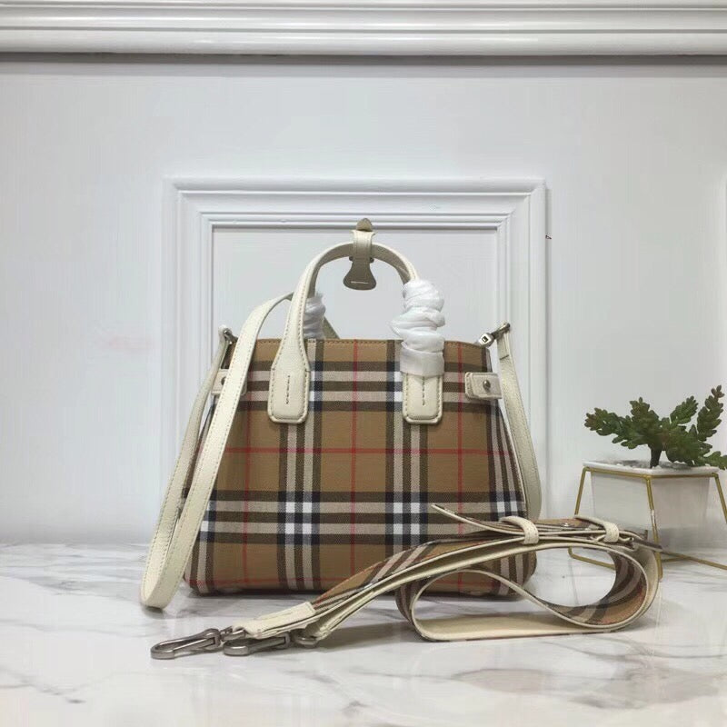 Top Quality Small Banner  Check And Tote White For Women, Women’s Bags 10.5in/26cm