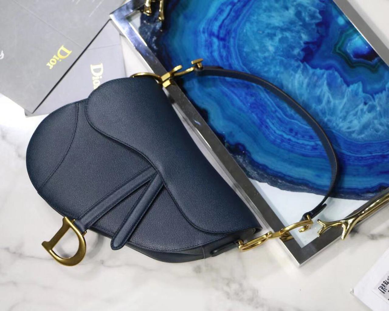 Top Quality Saddle Shoulder Bag Blue For Women 7in/17cm CD