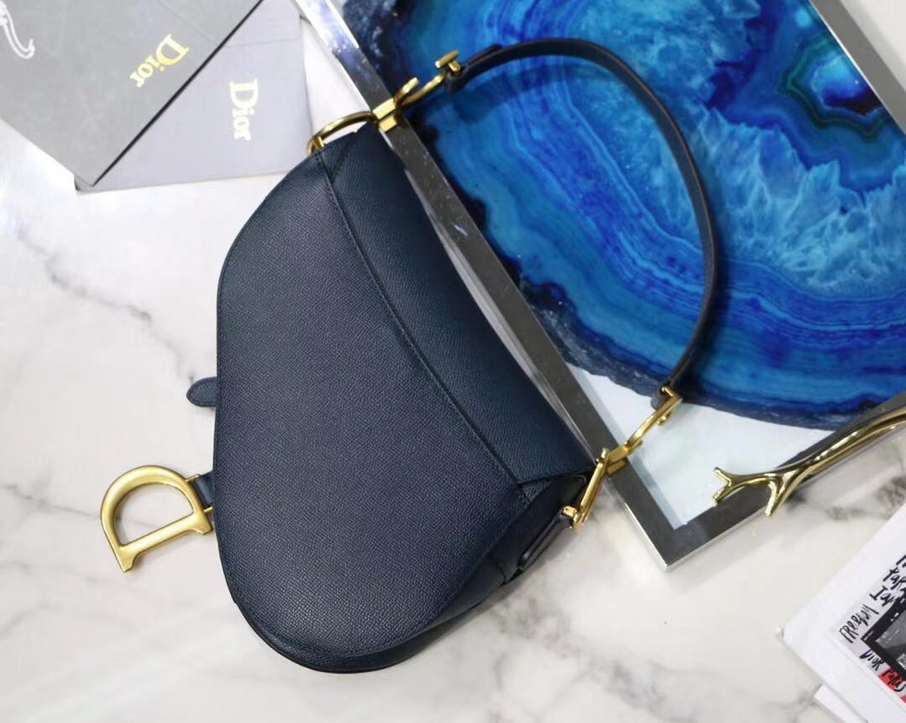 Top Quality Saddle Shoulder Bag Blue For Women 7in/17cm CD