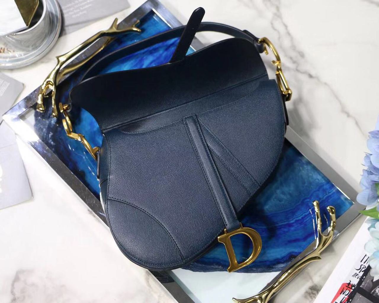 Top Quality Saddle Shoulder Bag Blue For Women 7in/17cm CD