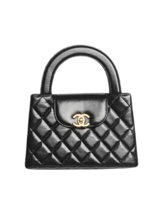 CC Logo Mini Leather Tote Bag Black Chanel