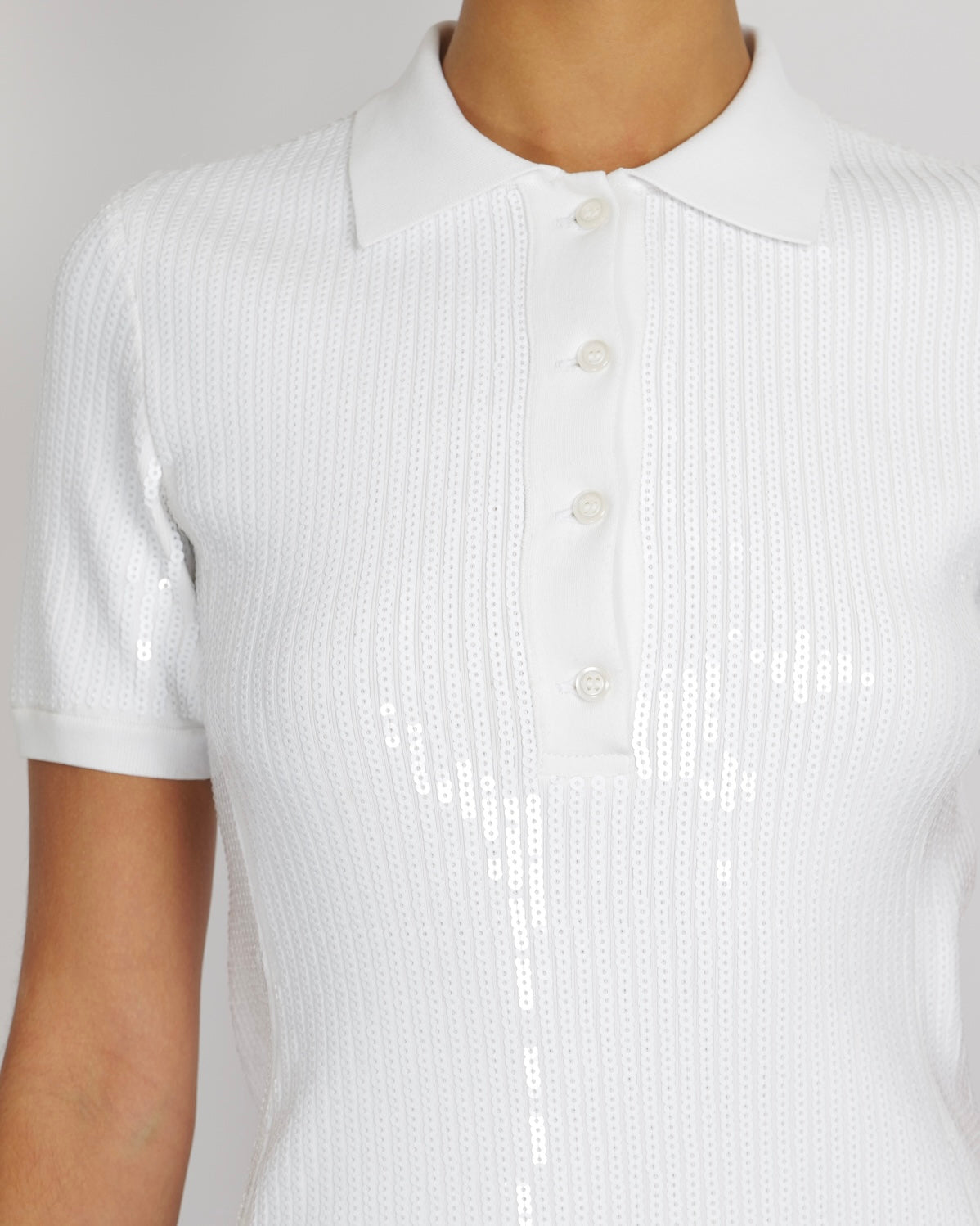 David Koma White Sequin Embellished Mini Polo Dress Size S (UK 8) RRP £810