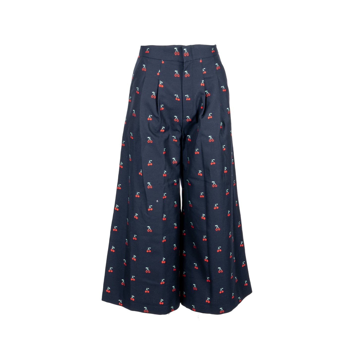 Gucci Size 36 Cherry Print Culotte Tro r Cotton/Wool Navy