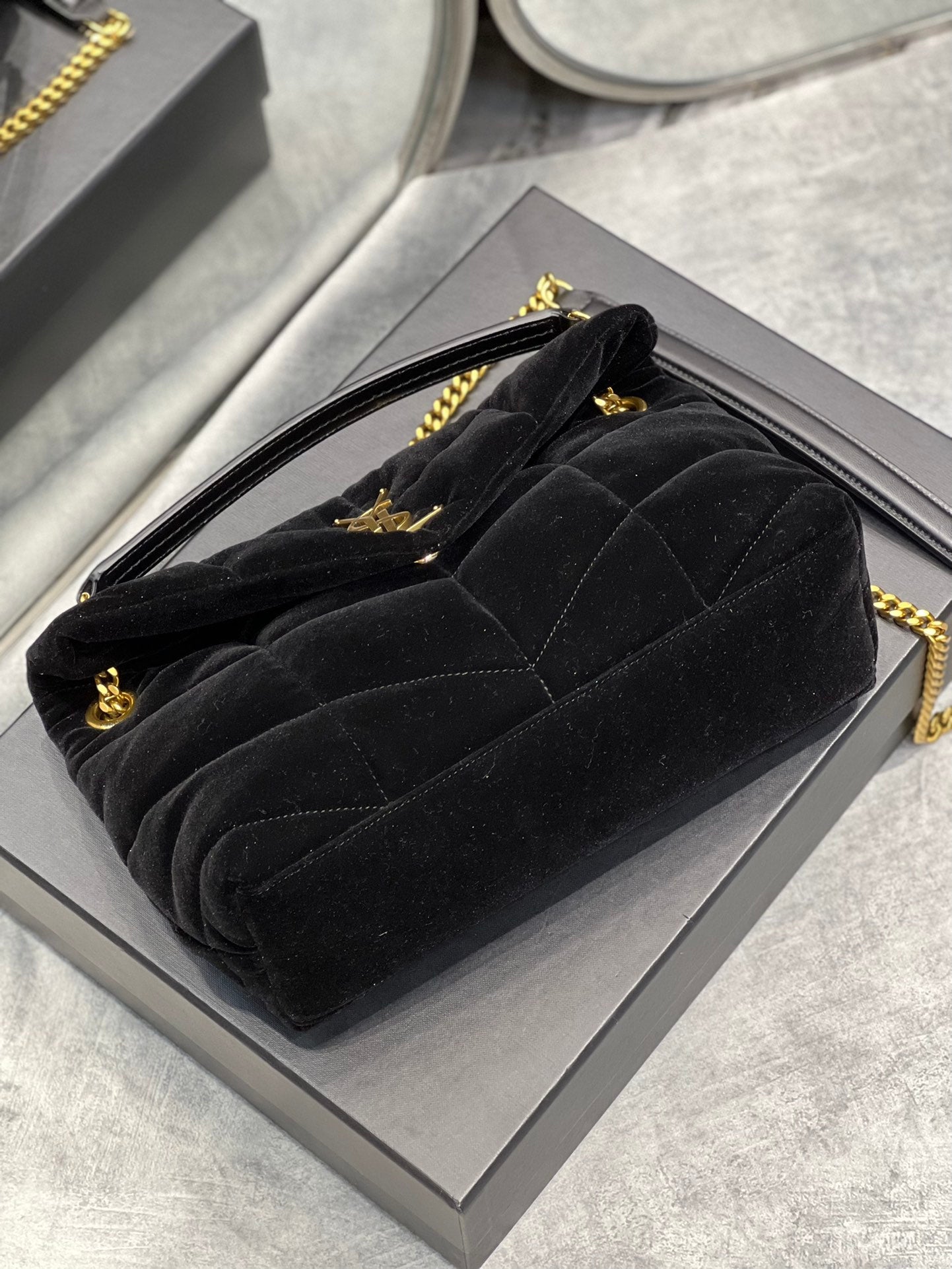 YSSL Puffer Small Chain Bag Black For Women, Women’s Bags 11in/29cm YSL‎