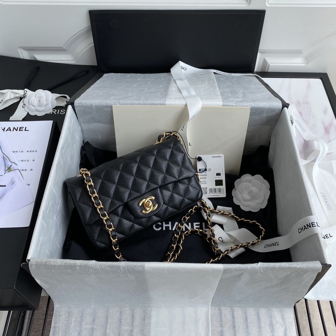 CHLMini Classic Handbag Black For Women 6.7in/17cm