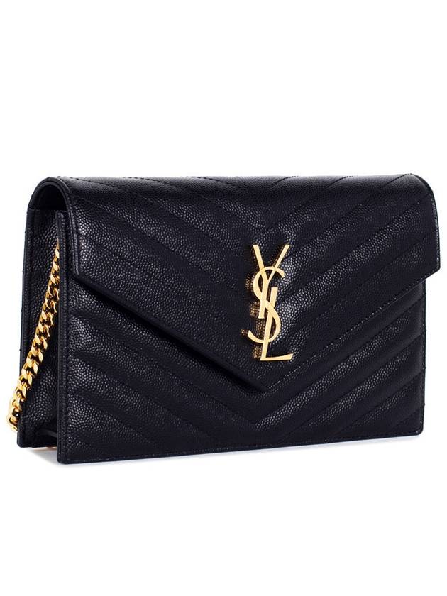 Luxury Saint Laurent Trending 2025 Cassandre Matelasse Envelope Chain Cross Bag In Grain De Poudre Embossed Leather Black
