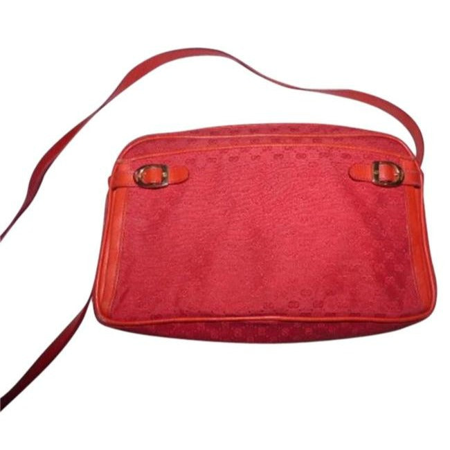 Gucci   Red Leather Small G Logo Print Canvas Cross Body