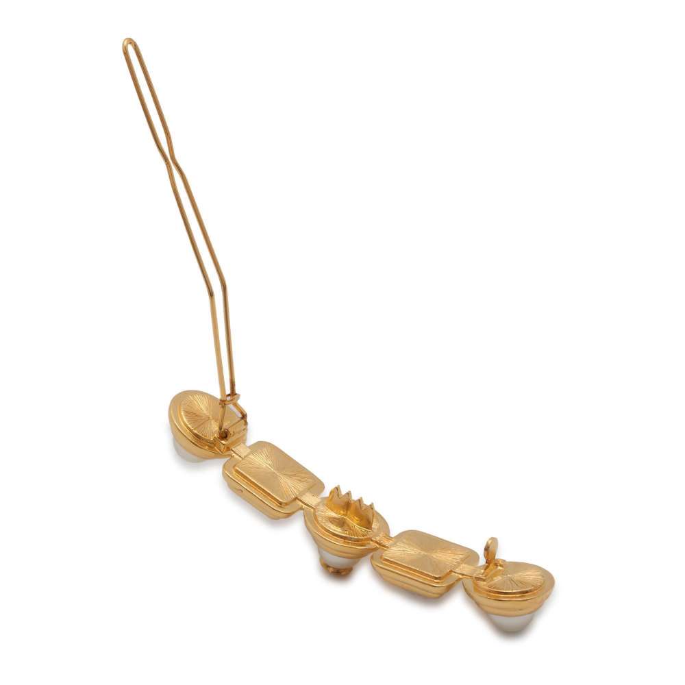 CHANEL Barrette CC Logo AB5166 Metal Faux Pearl  Rhinestone Gold Plated