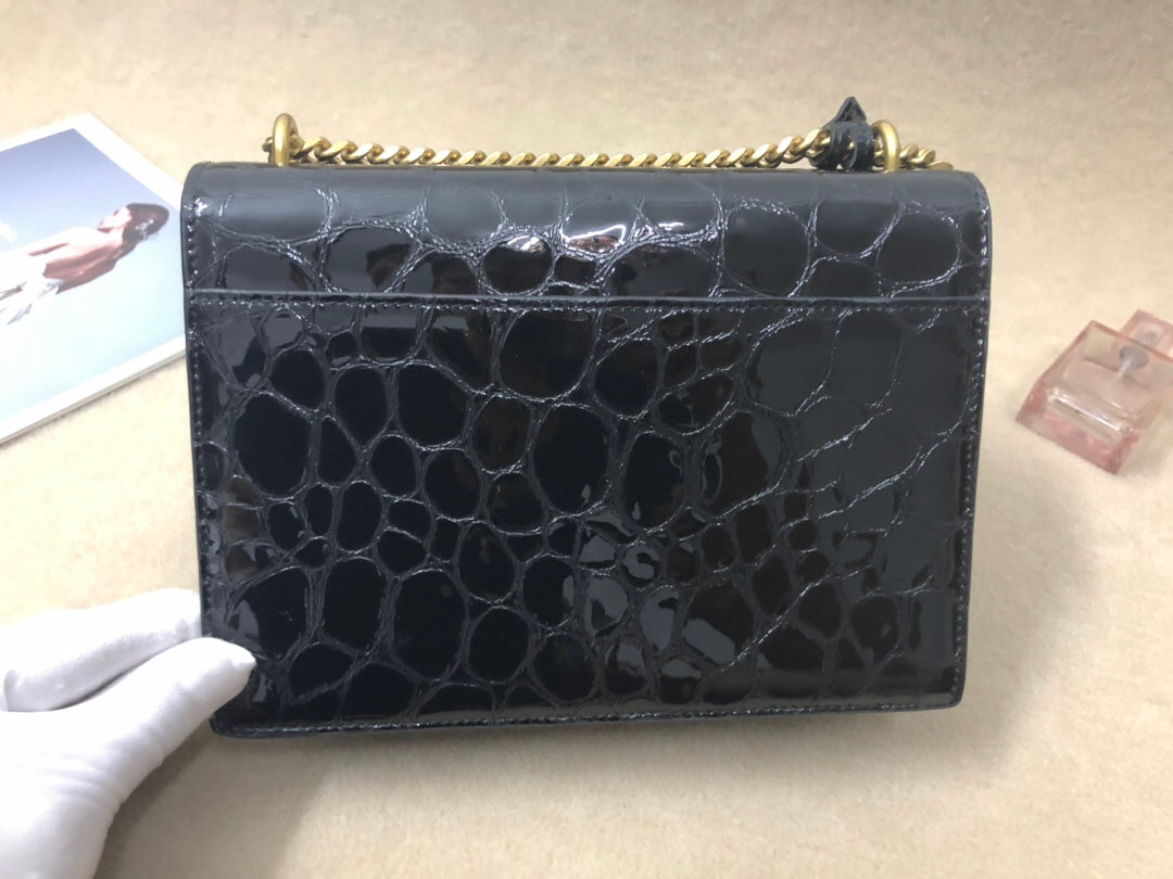 YSSL Sunset Chain Wallet Black For Women 8in/21cm YSL