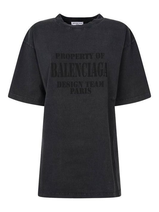 Luxury Balenciaga Trending 2025 Logo Print Short Sleeve T-Shirt Washed Black