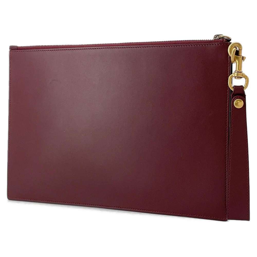 GUCCI Animalier Clutch Bag Bordeaux 428724 Leather