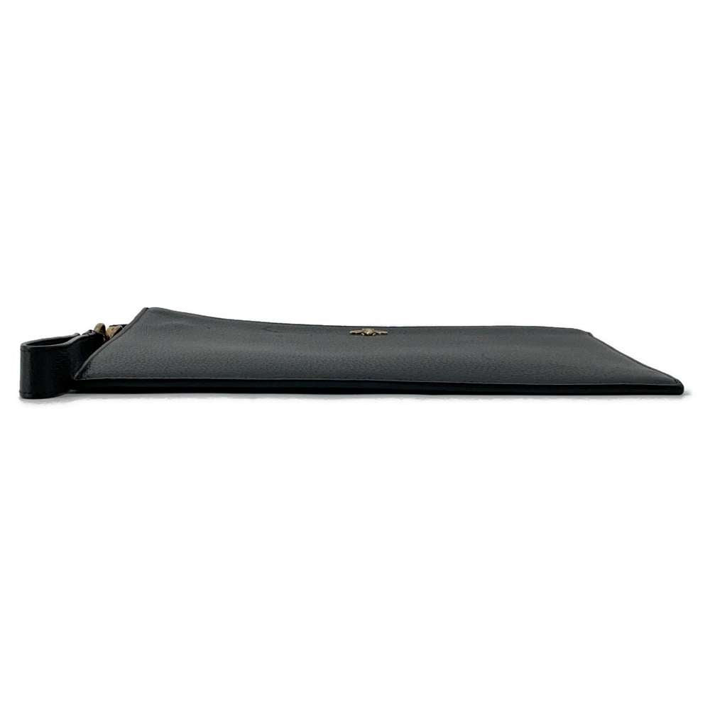 GUCCI Animalier BEE Clutch Bag Black 523684 Leather