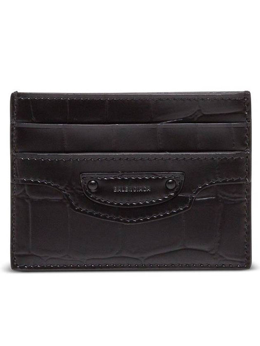 Luxury Balenciaga Trending 2025 Neo Classic Crocodile Effect Card Wallet Black