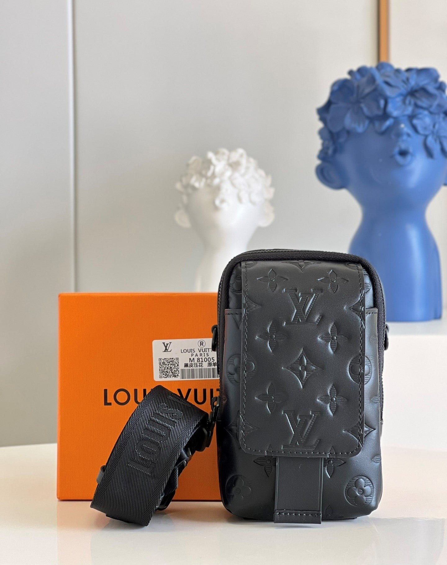 Top Quality Flap Double Phone Pouch Monogram Black For Men, Bags, Crossbody Bags 7.1in/18cm Top Quality M81005