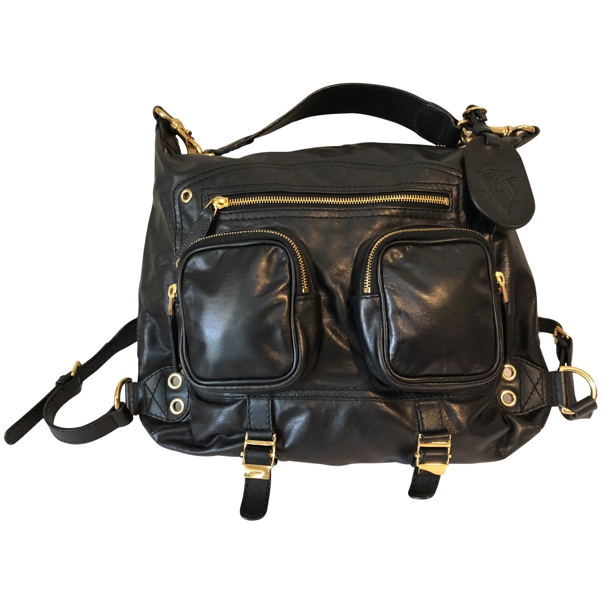 Gucci black leather backpacks