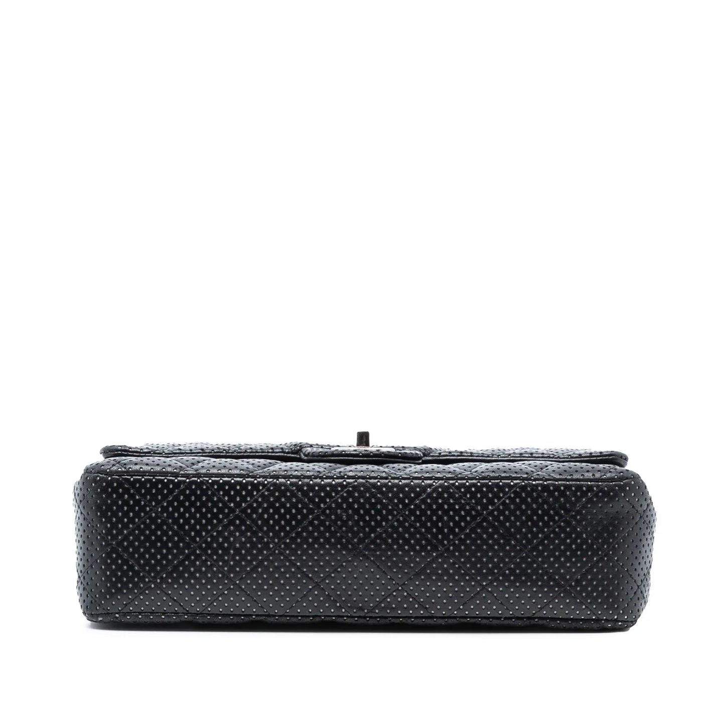 Black Chanel Medium Classic Perforated Lambskin Double Flap Shoulder Bag