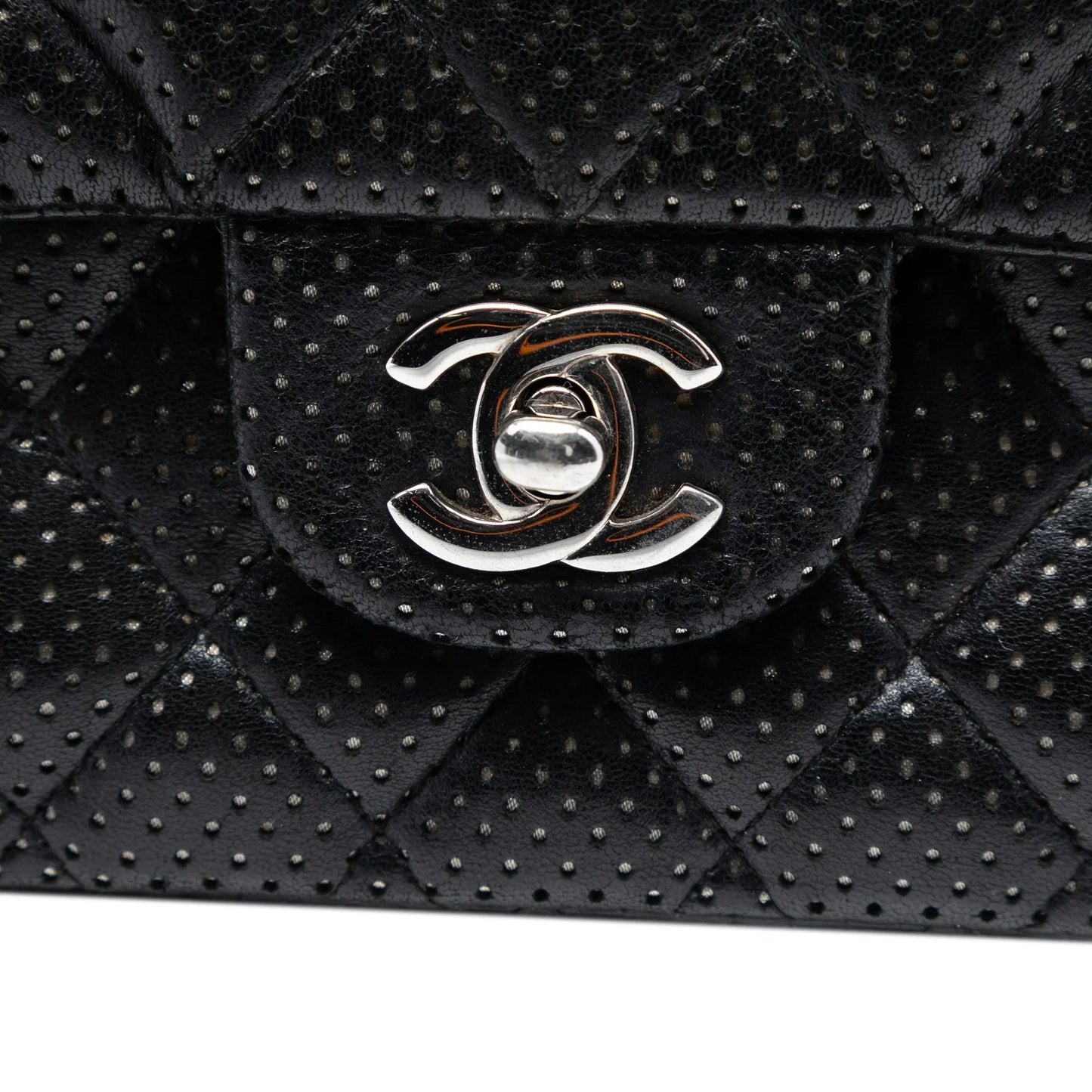 Black Chanel Medium Classic Perforated Lambskin Double Flap Shoulder Bag