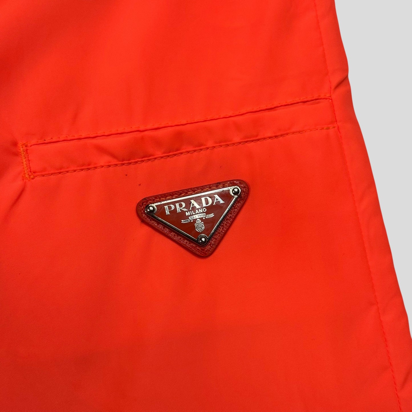 Prada Milano 2018 Orange Nylon Gabardine Triangle Logo Tro rs - S/M
