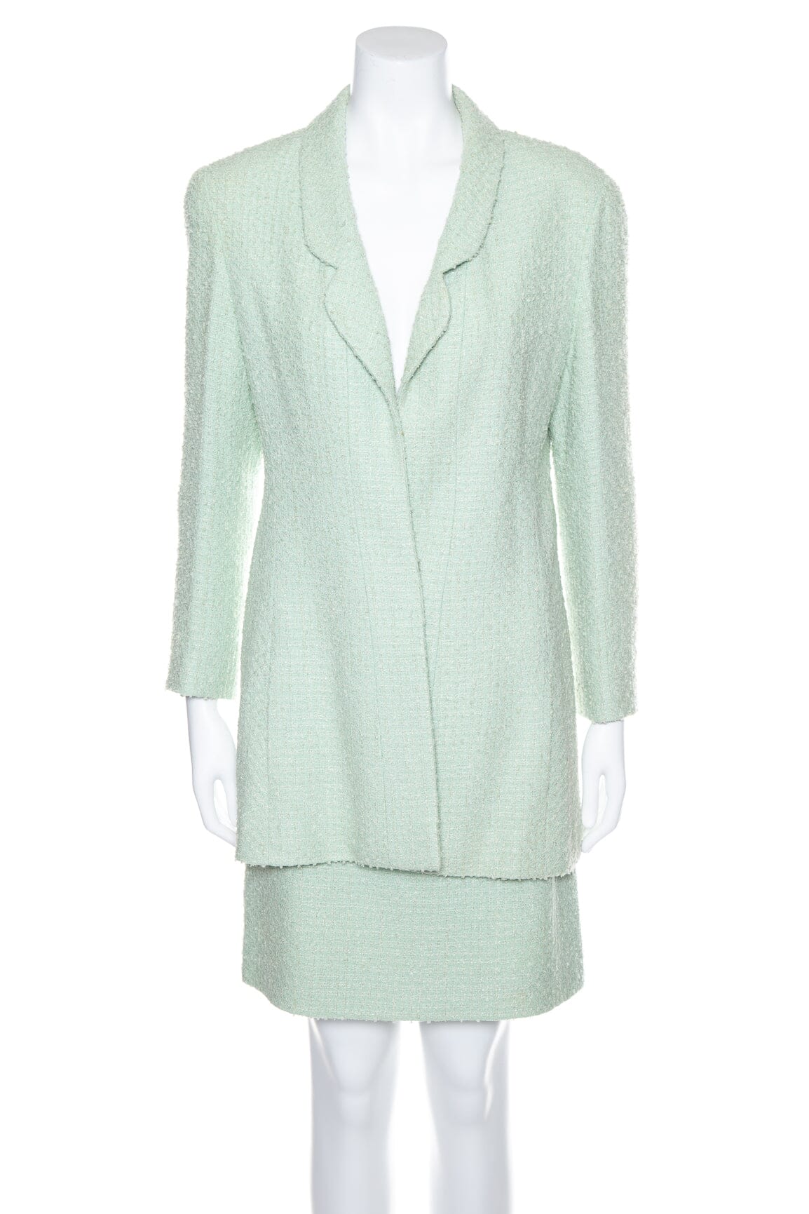 Chanel Mint Tweed Jacket and Skirt Set SZ 42