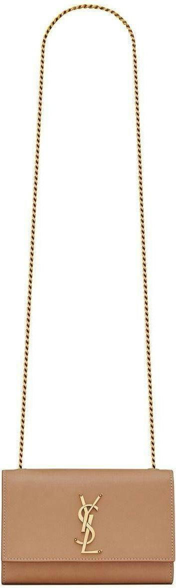 Luxury Saint Laurent Trending 2025 Women's Kate Logo Plaque Shoulder Bag in   Brown Gold | 469390BWR6W2725