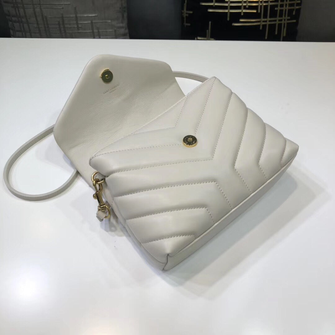 Top Quality Loulou Mini Shoulder Bag White For Women 7in/18cm YSL