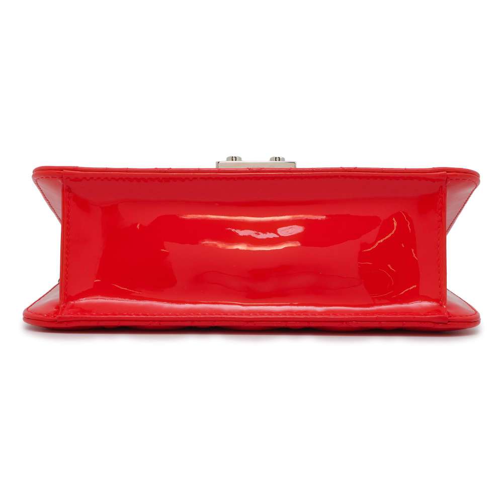 Dior Miss Dior Cannage New Rock Chain Wallet Red Patent Leather