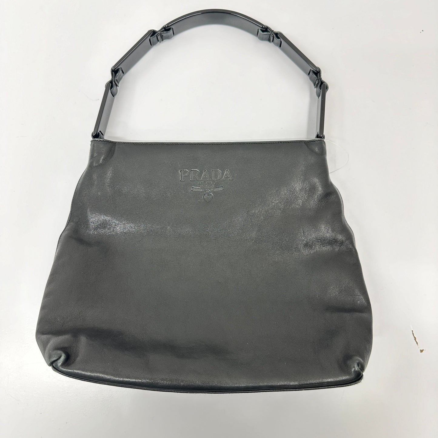 PRADA Leather Shoulder Bag Black AB Rank  d pr9911js