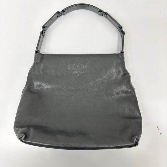 PRADA Leather Shoulder Bag Black AB Rank  d pr9911js