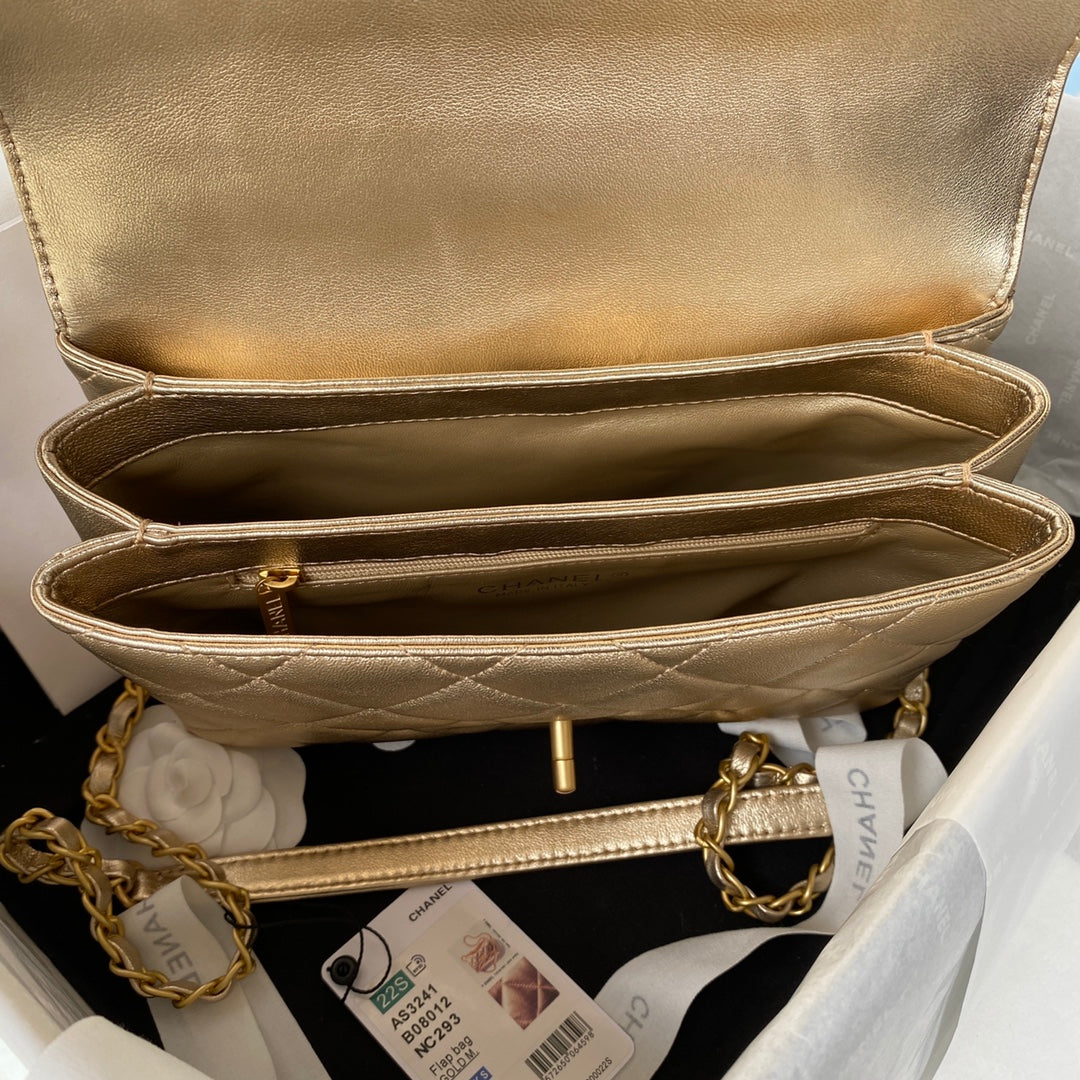 CHLFlap Bag Small Gold Bag For Women 15cm/6in