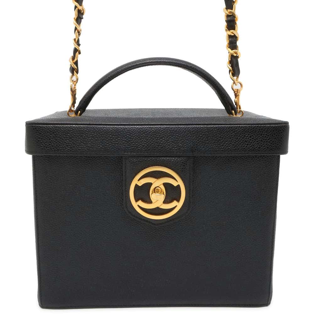 CHANEL 2WAY vanity bag Black A01999 Caviar Leather