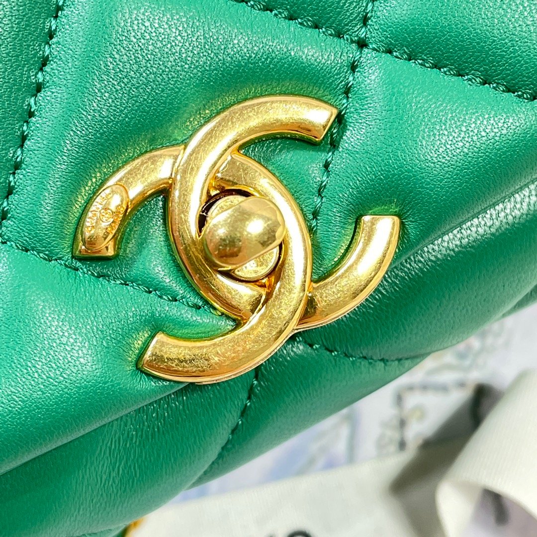 CHL Flap Bag Gold Hardware Green For Women, Women’s Handbags, Shoulder Bags 7.9in/20cm AS3366
