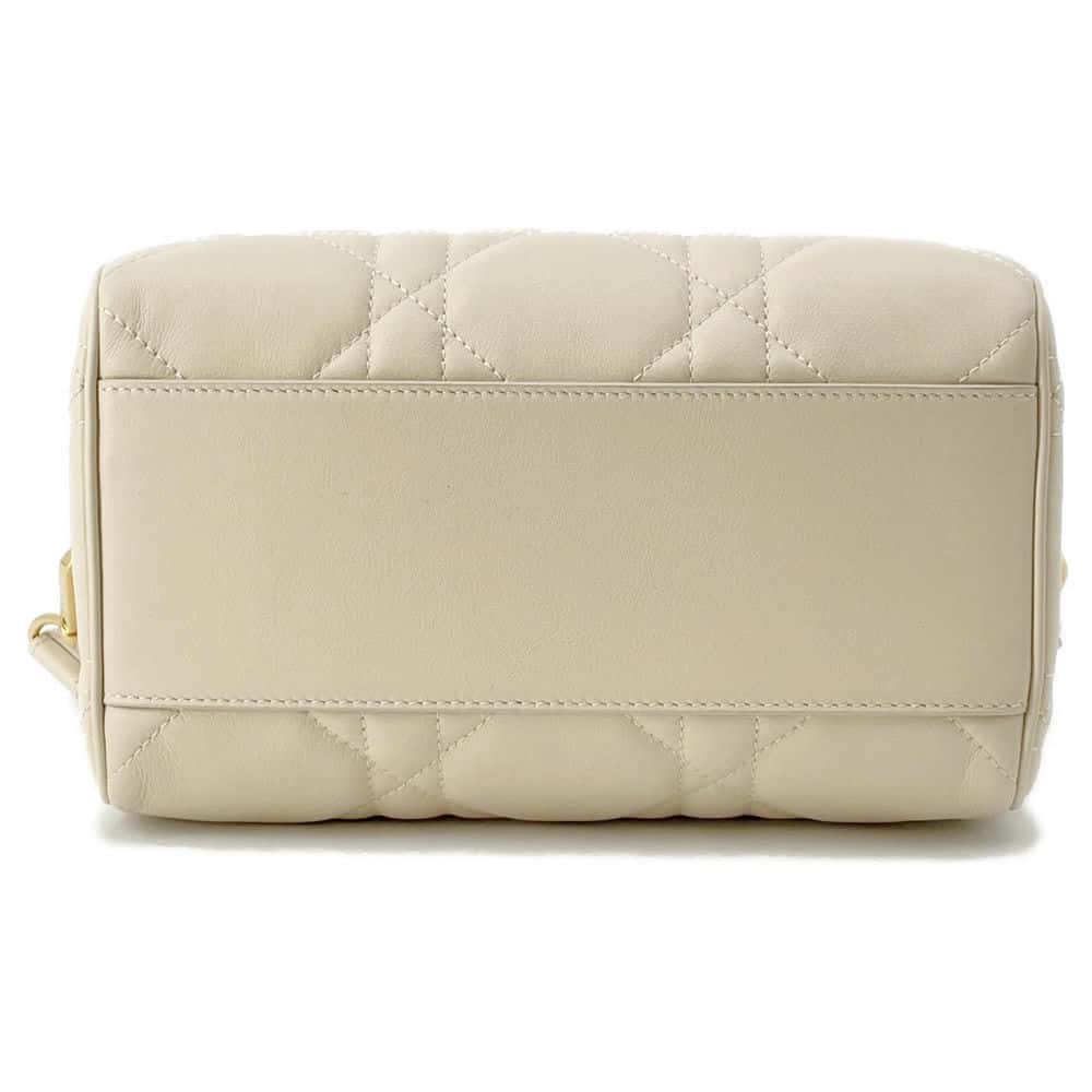 Dior Macrocannage Groove 20 2WAY Handbag Dusty Ivory M1364UBOL Calf Leather Size Small