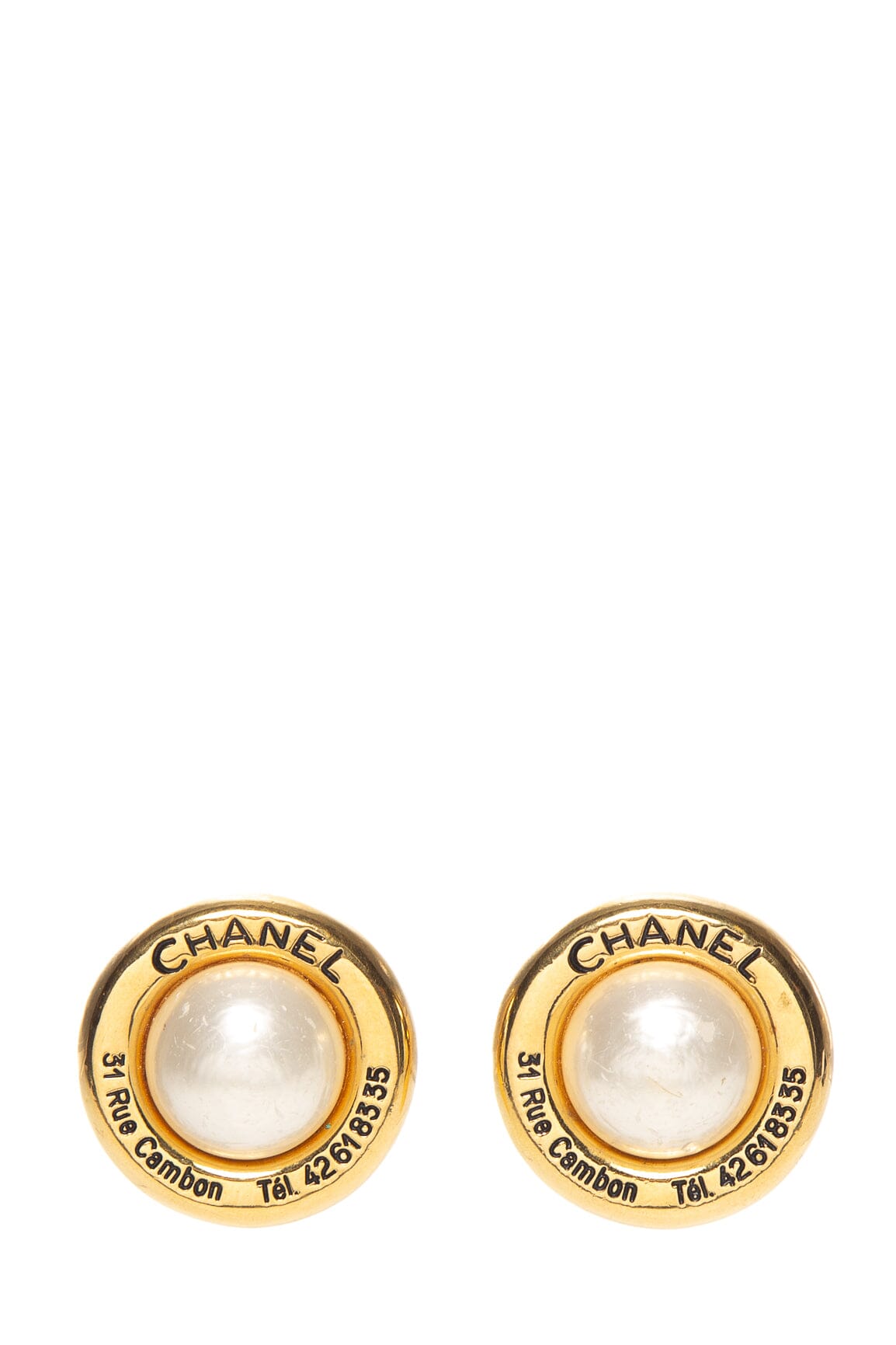 Chanel 31 Rue Cambon Gold Tone Metal Clip On Earrings