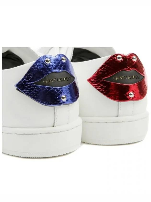 Luxury Saint Laurent Trending 2025 Signature Court Classic Lips Leather Low Top Sneakers White