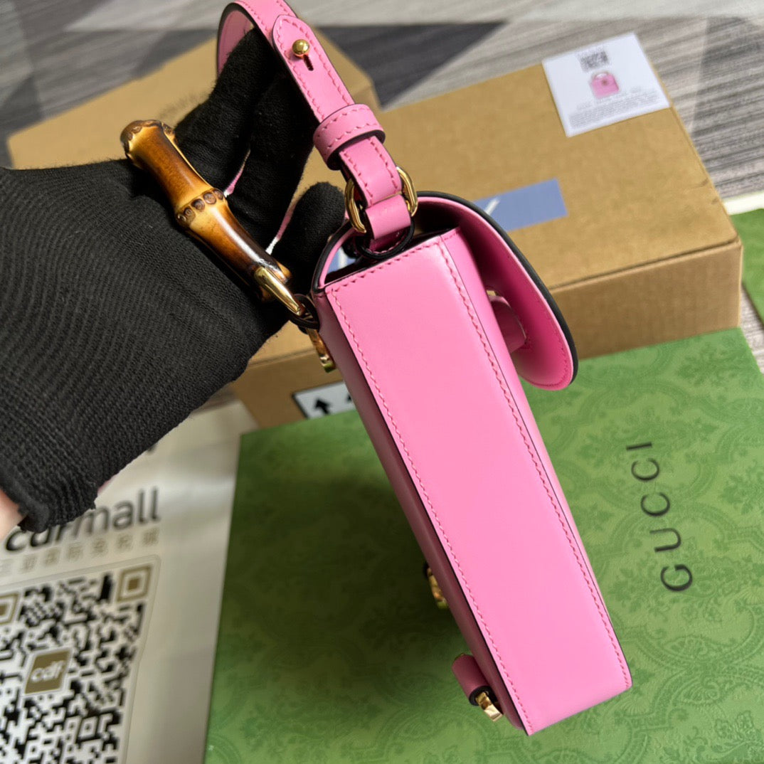 gg Bamboo Mini Handbag Pink For Women, Women’s Bags 6in/16cm gg 702106 UZY0T 5814