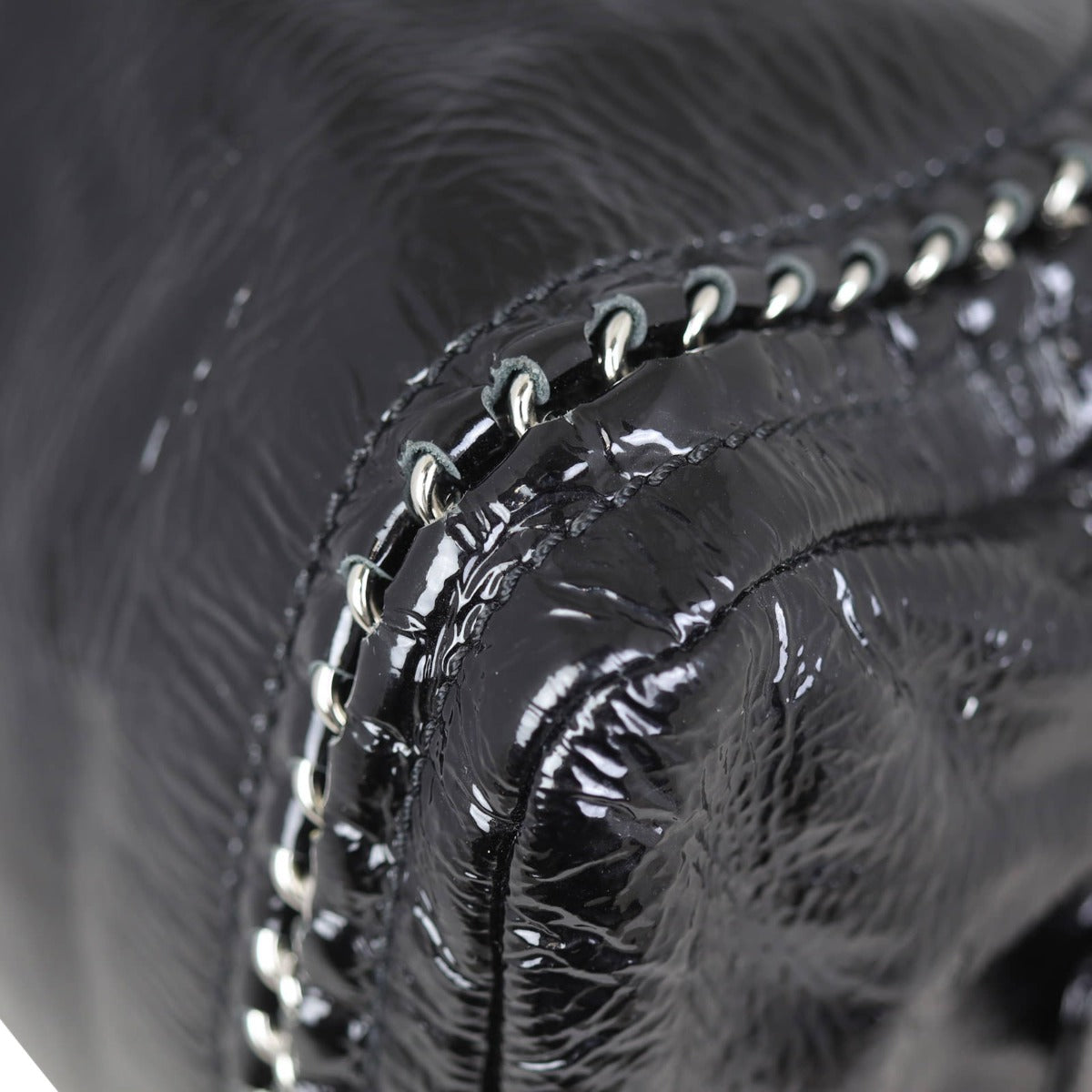 Chanel Luxe Ligne Bowler | Black Aged Patent