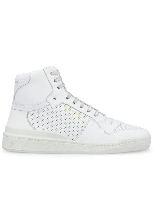 Luxury Saint Laurent Trending 2025 Men's SL24  d-Look Perforated Leather Mid Top Sneakers White