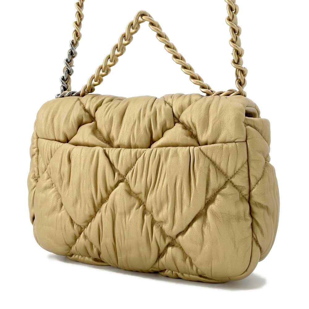 CHANEL 19 Chain Shoulder Bag Gold Leather