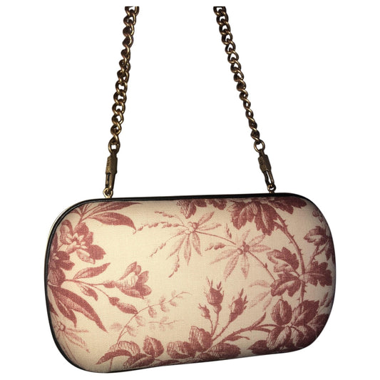 Gucci broadway beige linen clutch bag
