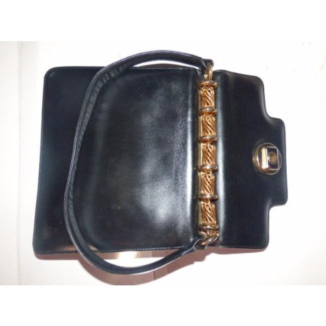 Gucci   Black With Bold Gold Hardware Leather Shoulder Bag